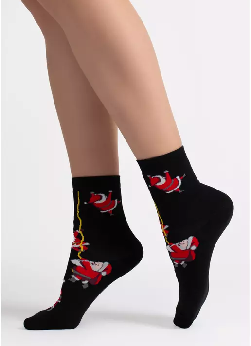 Шкарпетки з Сантами WS3 NEW YEAR 2601 black (чорний)