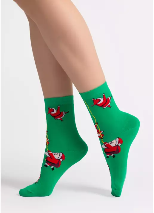 Носки с Сантами WS3 NEW YEAR 2601 green (зеленый) Носки с Сантами WS3 NEW YEAR 2601 green (зеленый)