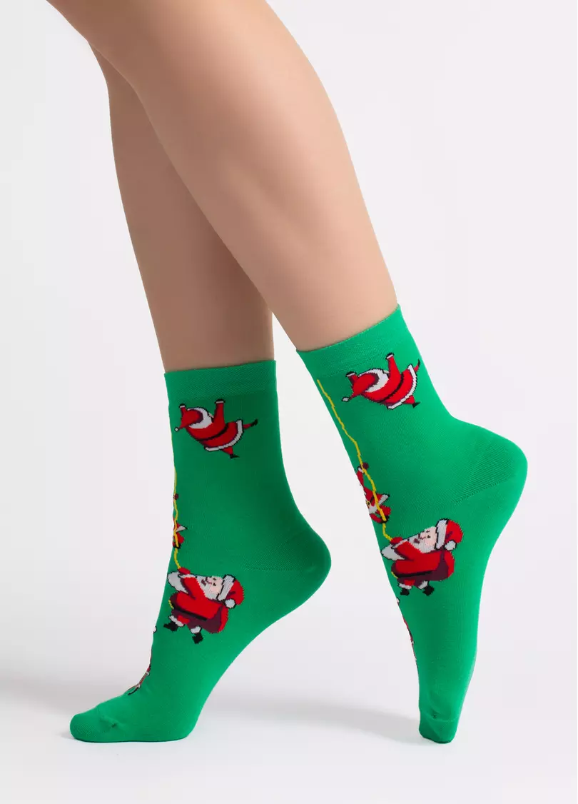 Шкарпетки з Сантами WS3 NEW YEAR 2601 green (зелений)