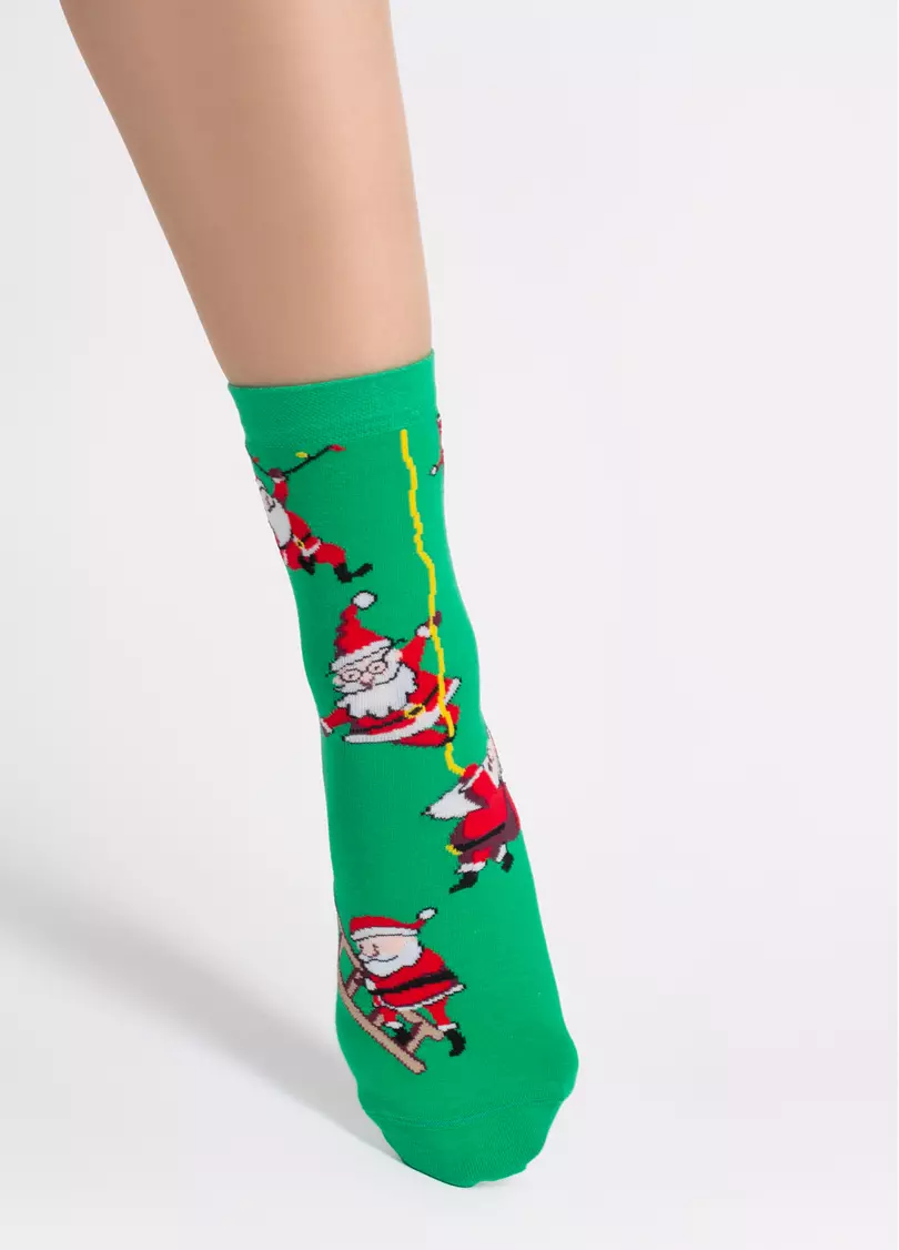 Шкарпетки з Сантами WS3 NEW YEAR 2601 green (зелений)