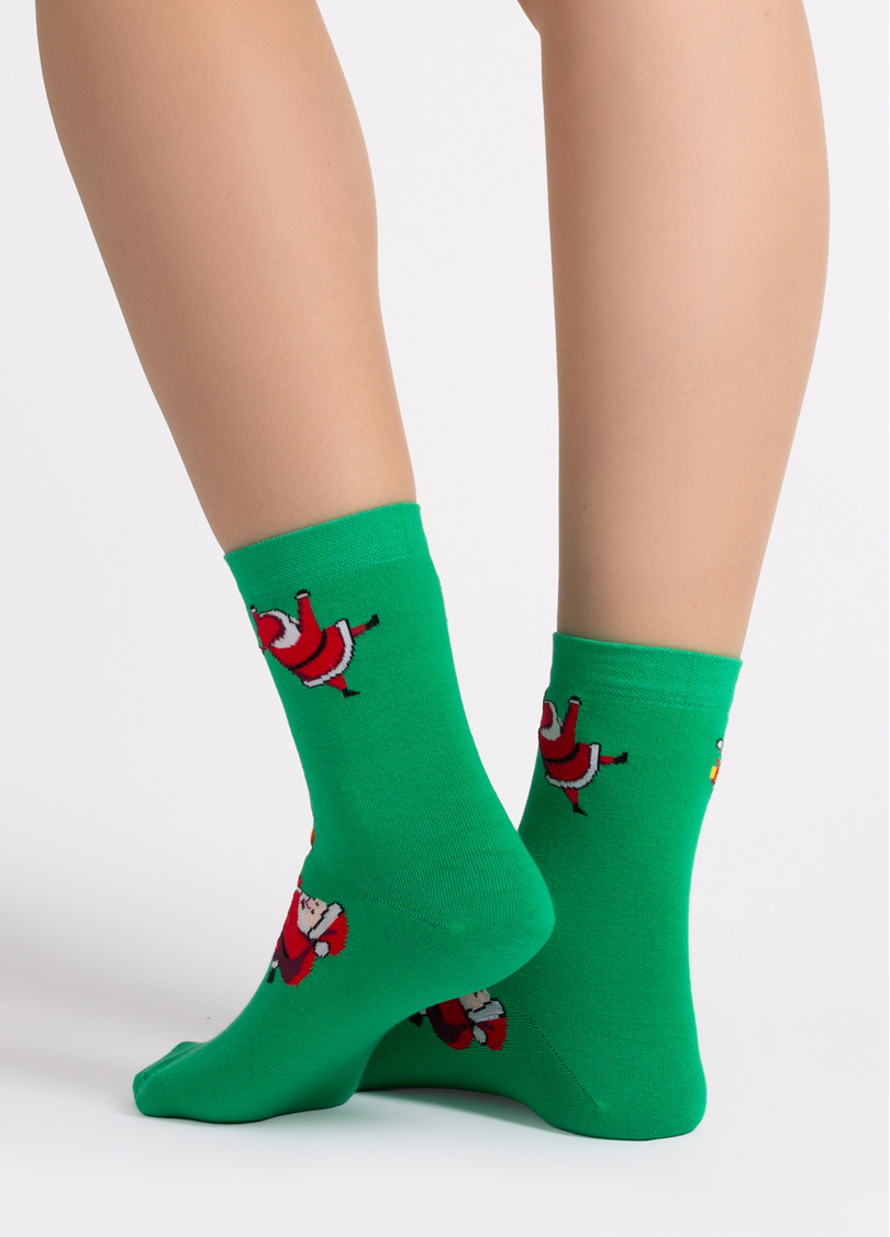 Шкарпетки з Сантами WS3 NEW YEAR 2601 green (зелений)