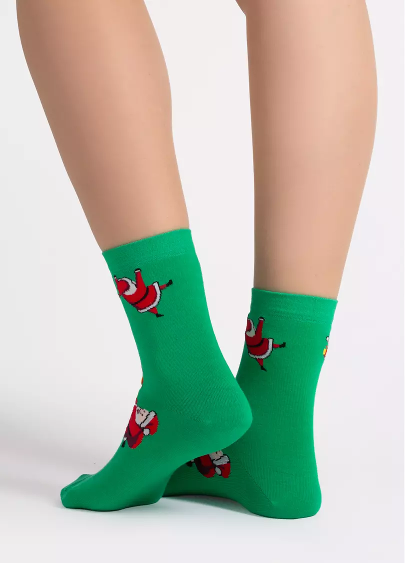 Шкарпетки з Сантами WS3 NEW YEAR 2601 green (зелений)