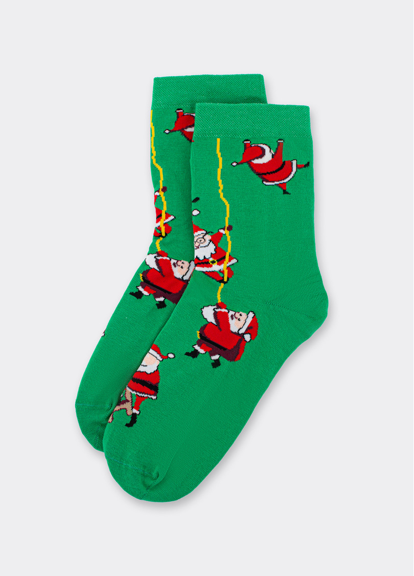 Шкарпетки з Сантами WS3 NEW YEAR 2601 green (зелений)