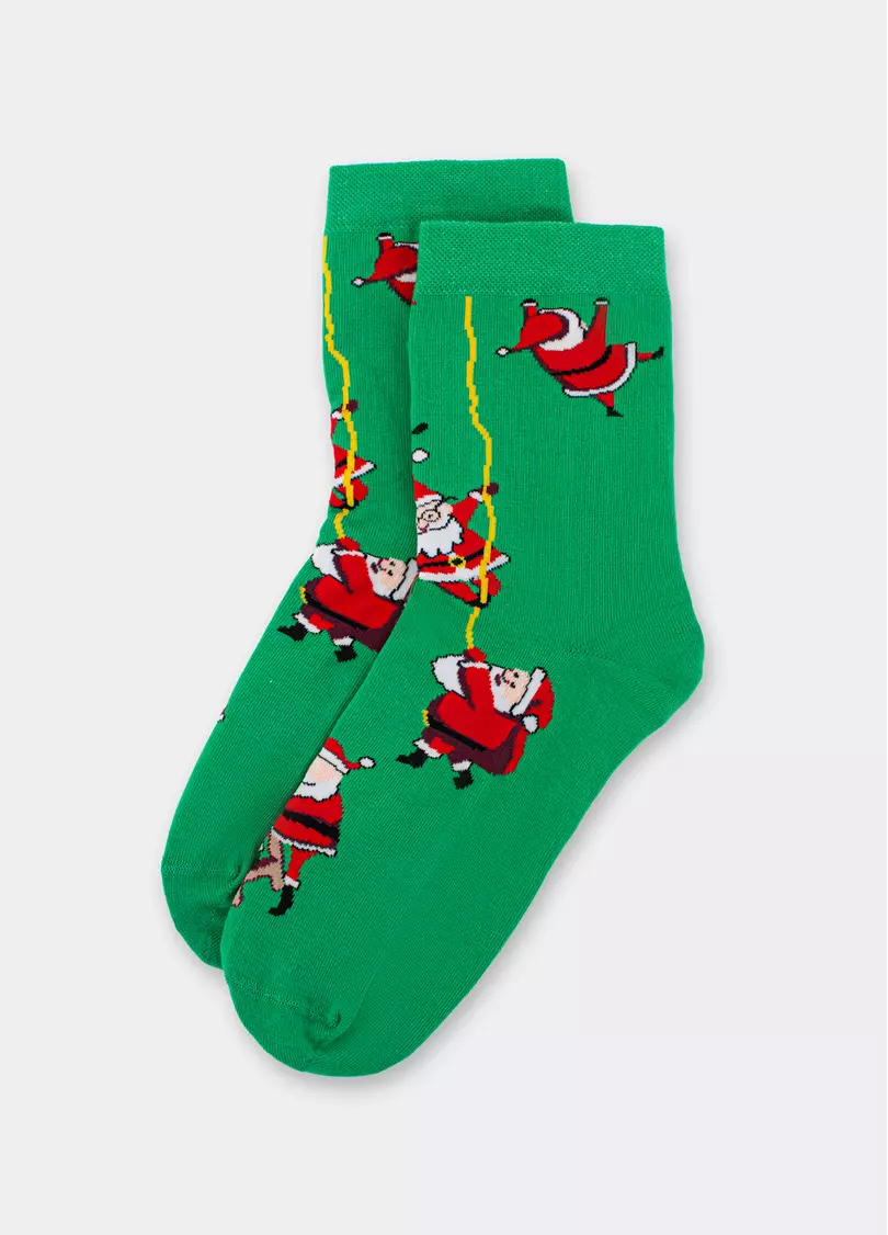 Шкарпетки з Сантами WS3 NEW YEAR 2601 green (зелений)