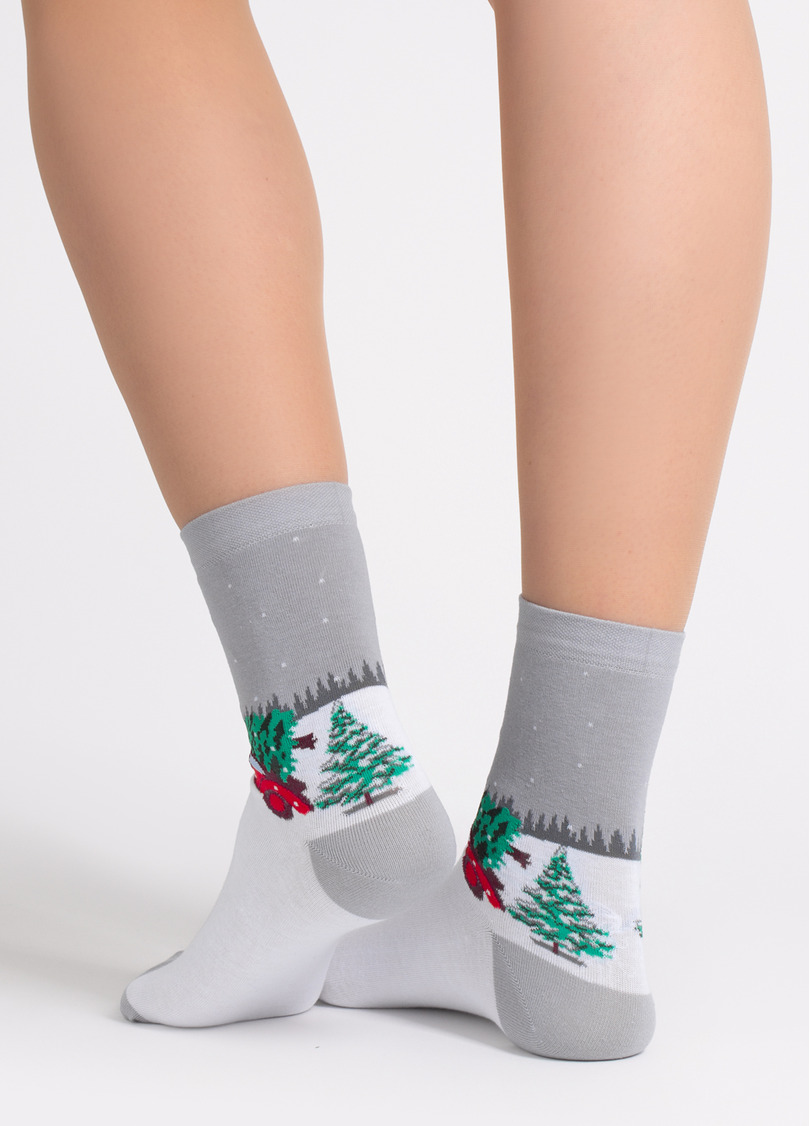 Новорічні шкарпетки WS3 NEW YEAR 2602 silver (сірий)