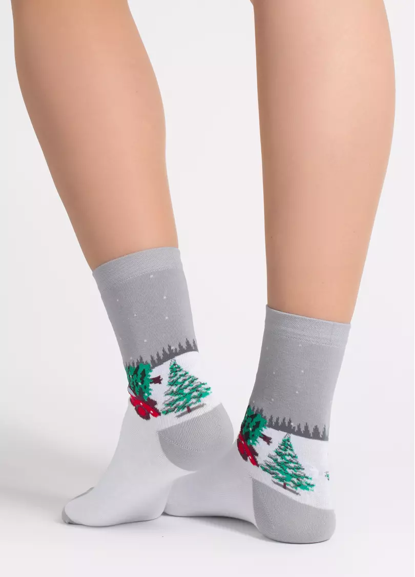 Новогодние носки WS3 NEW YEAR 2602 silver (серый)