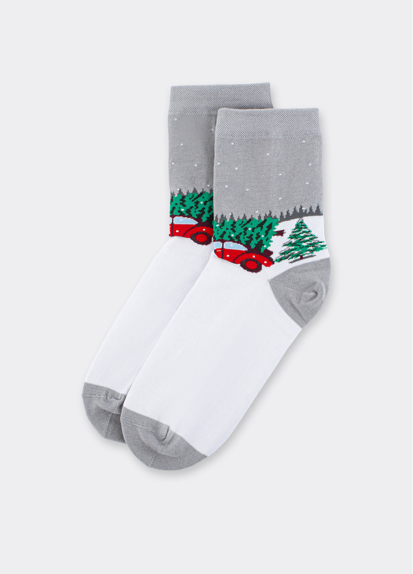 Новорічні шкарпетки WS3 NEW YEAR 2602 silver (сірий)