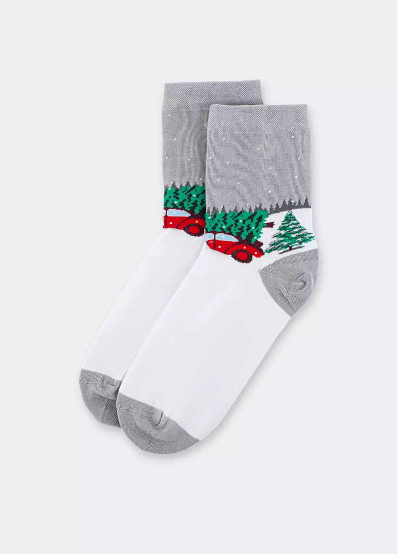 Новогодние носки WS3 NEW YEAR 2602 silver (серый)