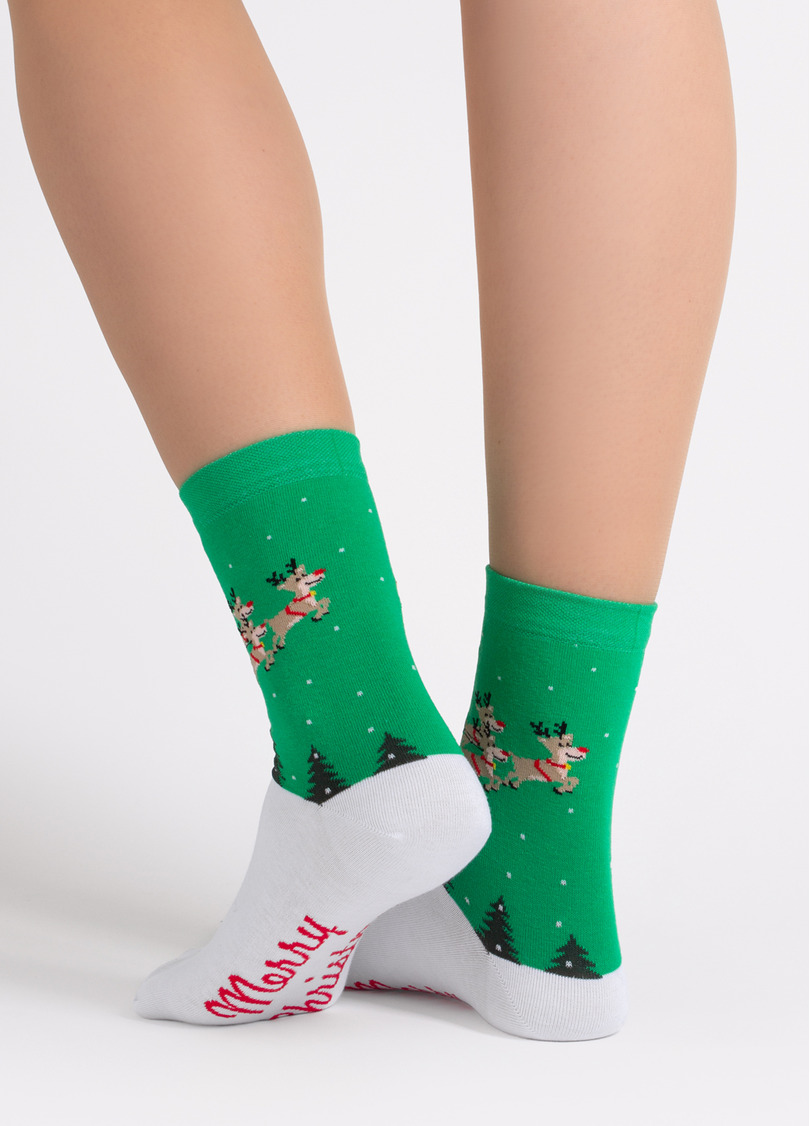 Шкарпетки новорічні WS3 NEW YEAR 2606 green (зелений)