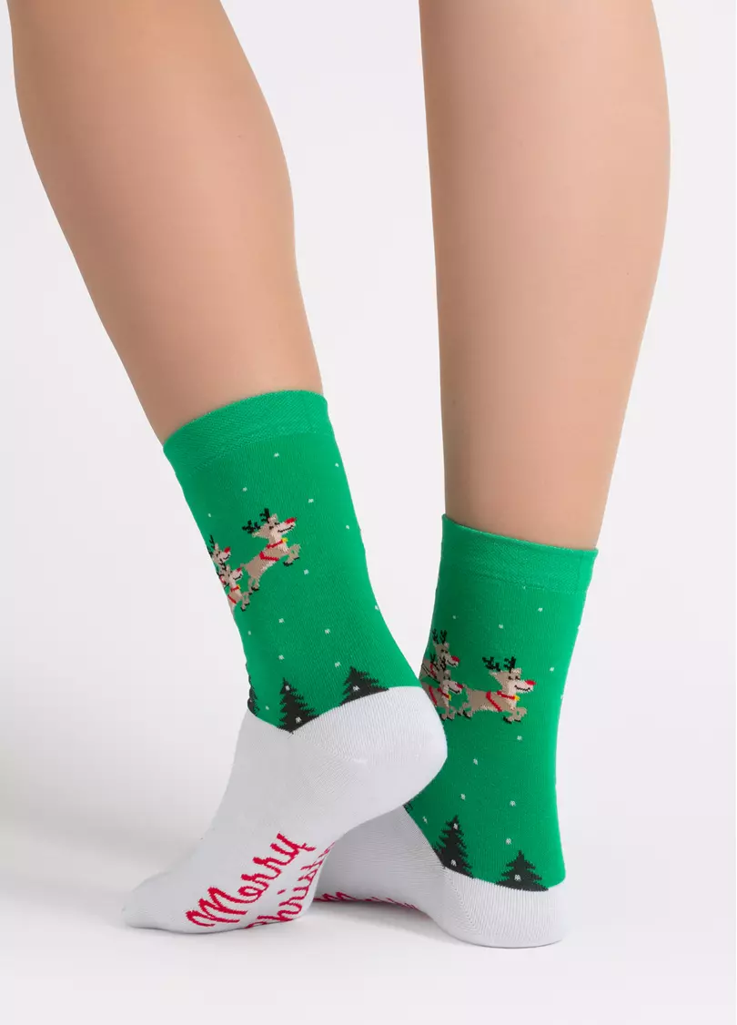 Шкарпетки новорічні WS3 NEW YEAR 2606 green (зелений)