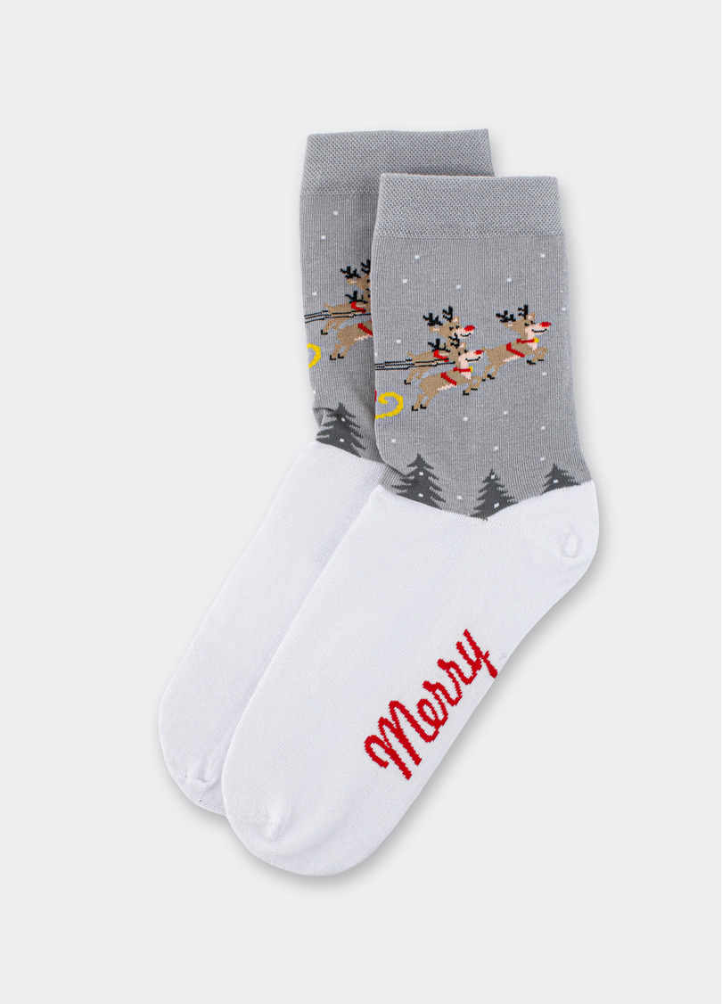 Шкарпетки новорічні WS3 NEW YEAR 2606 white/silver (білий/сірий)