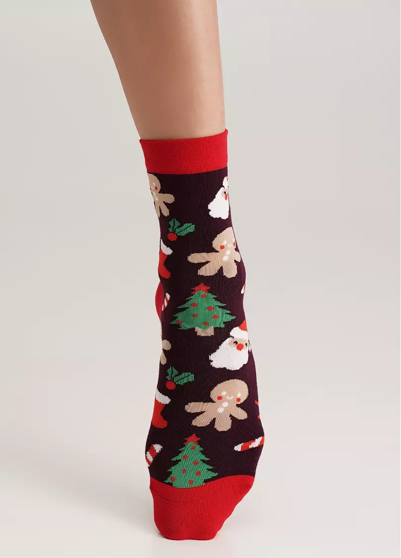 Носки с имбирными пряниками WS3 NEW YEAR (F) 2401 vintage grape (фиолетовый)