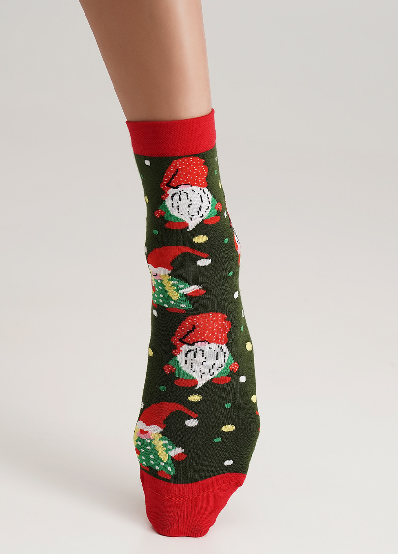 Шкарпетки з різдвяними гномами WS3 NEW YEAR (F) 2402 khaki (зелений)