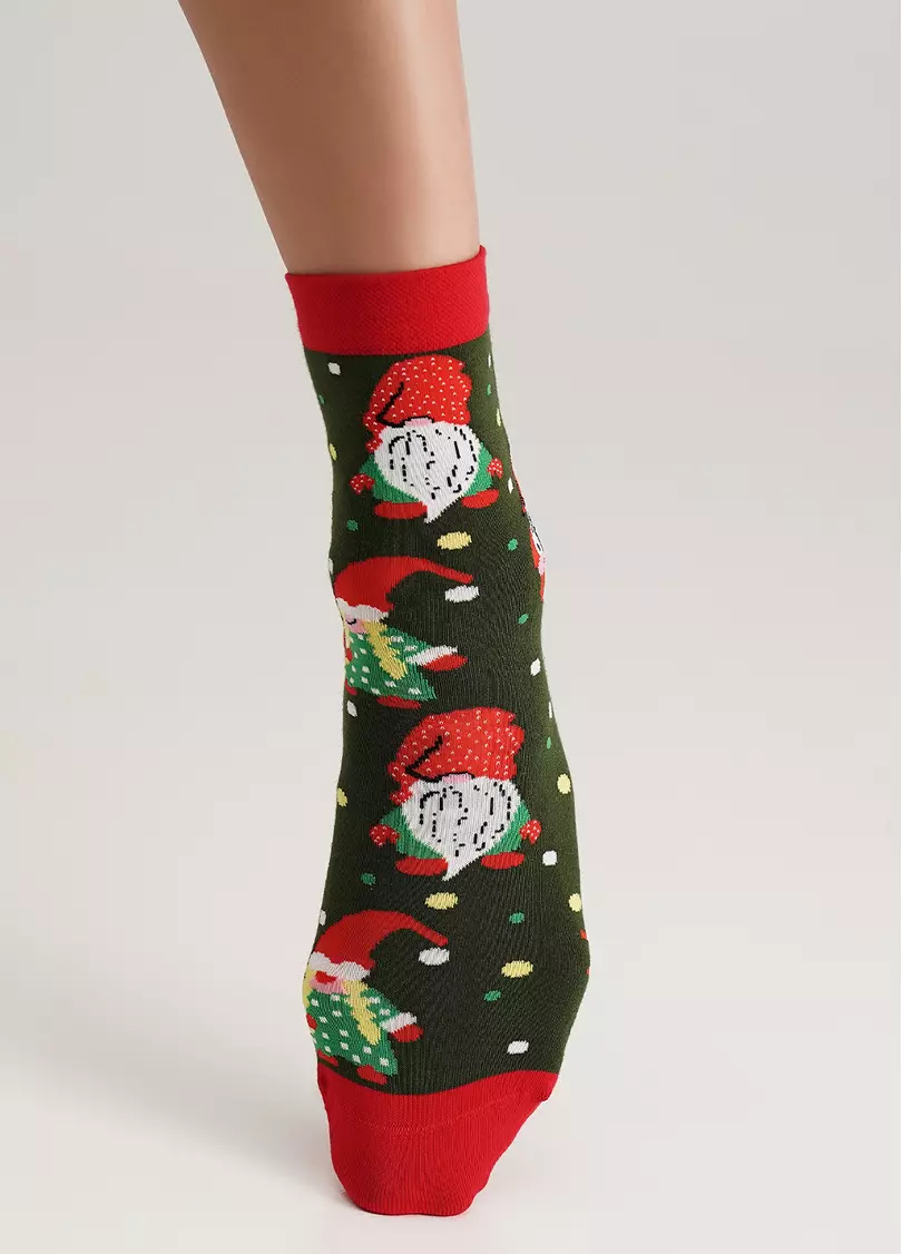 Шкарпетки з різдвяними гномами WS3 NEW YEAR (F) 2402 khaki (зелений)