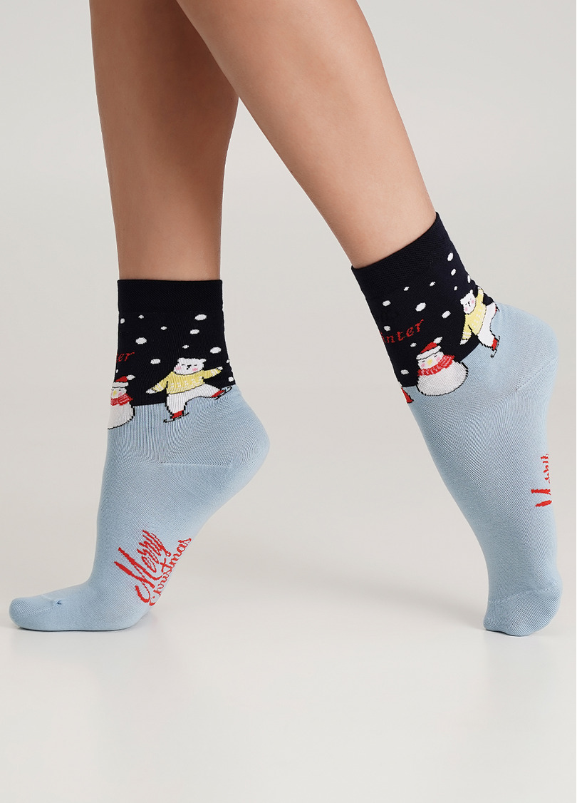 Носки с белыми медведями WS3 NEW YEAR (F) 2403 navy (синий)