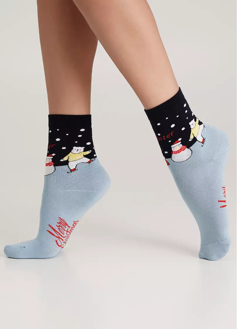 Носки с белыми медведями WS3 NEW YEAR (F) 2403 navy (синий)