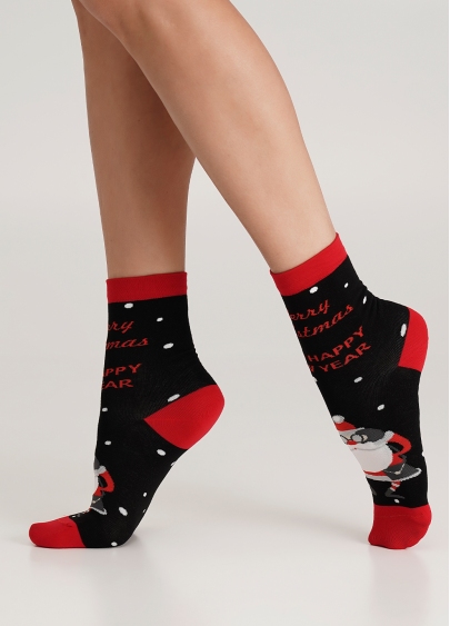 Шкарпетки з Санта Клаусом WS3 NEW YEAR (F) 2404 black (чорний)