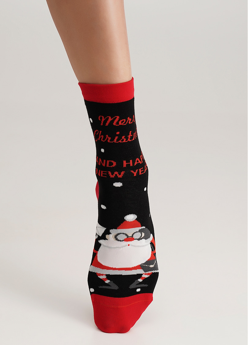 Шкарпетки з Санта Клаусом WS3 NEW YEAR (F) 2404 black (чорний)