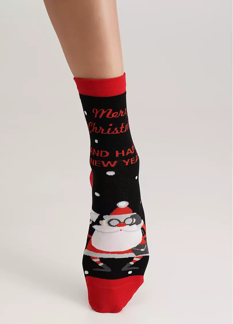 Носки с Санта Клаусом WS3 NEW YEAR (F) 2404 black (черный)