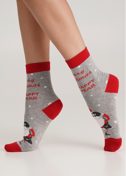 Шкарпетки з Санта Клаусом WS3 NEW YEAR (F) 2404 light grey melange (сірий)