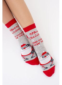 Шкарпетки з Санта Клаусом WS3 NEW YEAR (F) 2404 silver melange (сірий) Шкарпетки з Санта Клаусом WS3 NEW YEAR (F) 2404 silver melange (сірий)