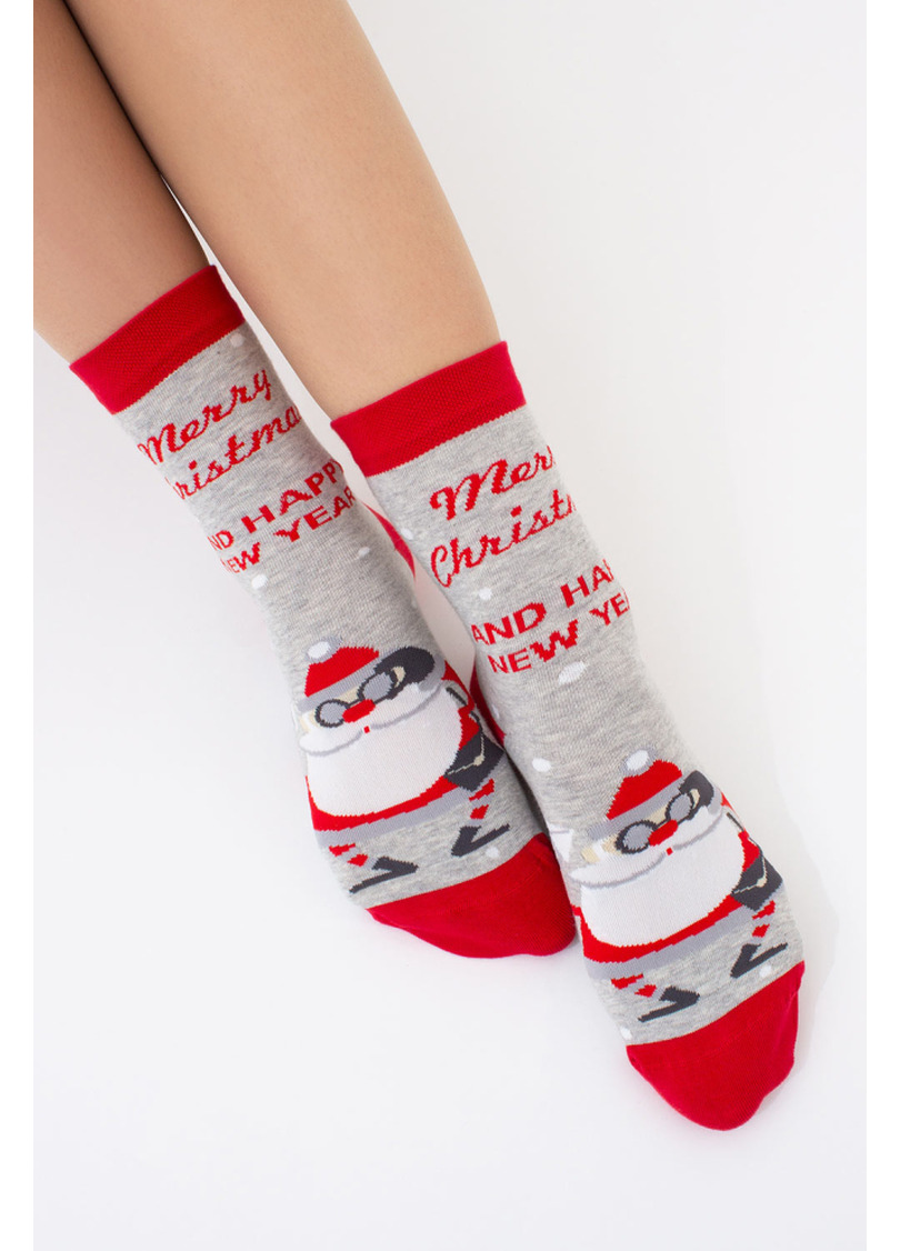 Носки с Санта Клаусом WS3 NEW YEAR (F) 2404 silver melange (серый)