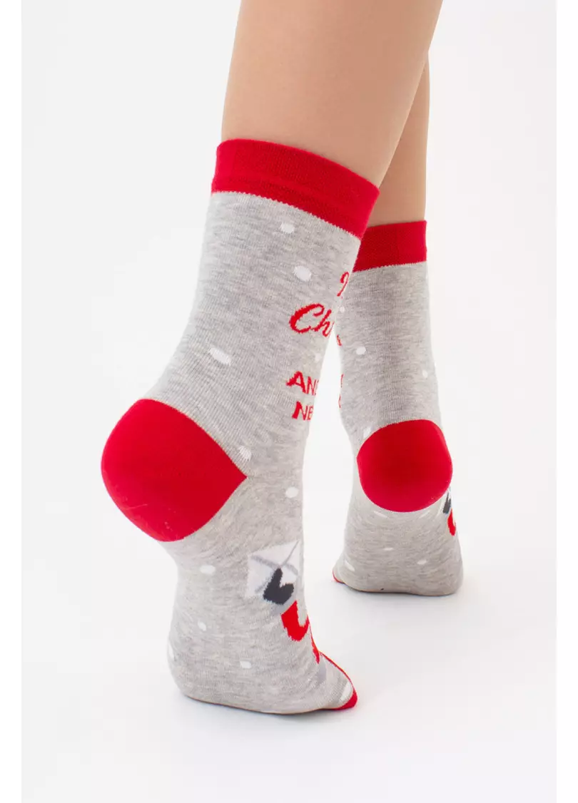 Носки с Санта Клаусом WS3 NEW YEAR (F) 2404 silver melange (серый)