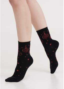 Шкарпетки з блискучим новорічним візерунком WS3 NEW YEAR LUREX 2301 black/red (чорний/червоний)