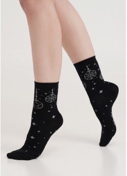 Шкарпетки з блискучим новорічним візерунком WS3 NEW YEAR LUREX 2301 black/silver (чорний/сірий)