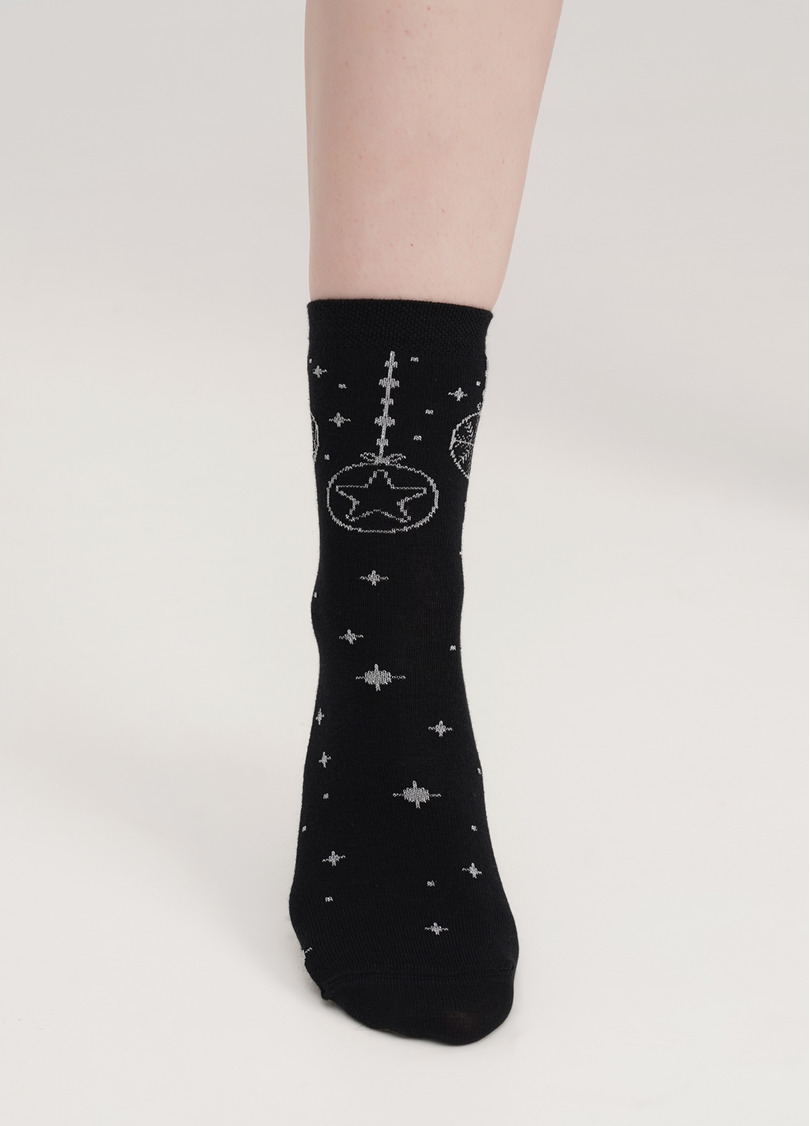 Шкарпетки з блискучим новорічним візерунком WS3 NEW YEAR LUREX 2301 black/silver (чорний/сірий)