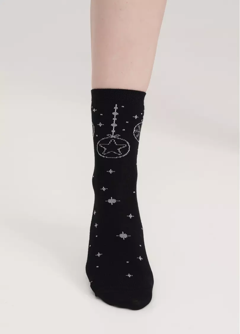 Шкарпетки з блискучим новорічним візерунком WS3 NEW YEAR LUREX 2301 black/silver (чорний/сірий)