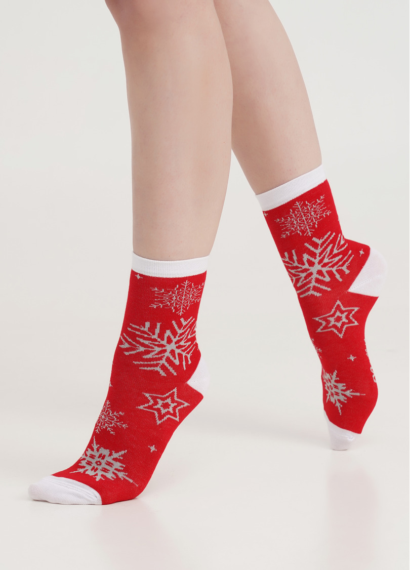 Шкарпетки з блискучими сніжинками WS3 NEW YEAR LUREX 2302 red (червоний)