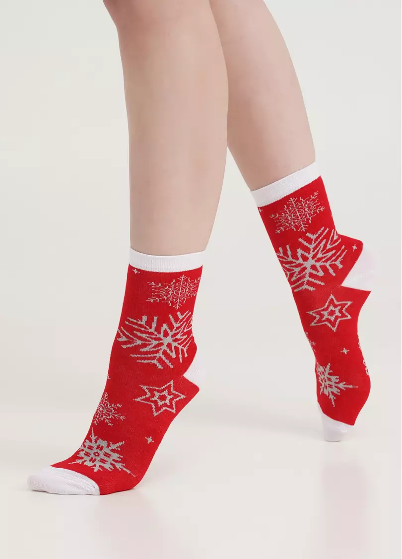 Шкарпетки з блискучими сніжинками WS3 NEW YEAR LUREX 2302 red (червоний)