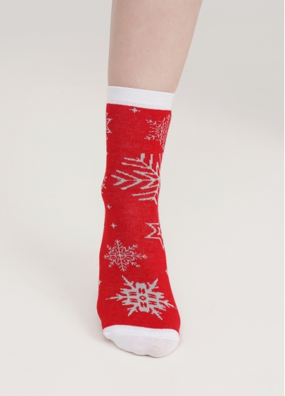 Носки с блестящими снежинками WS3 NEW YEAR LUREX 2302 red (красный)