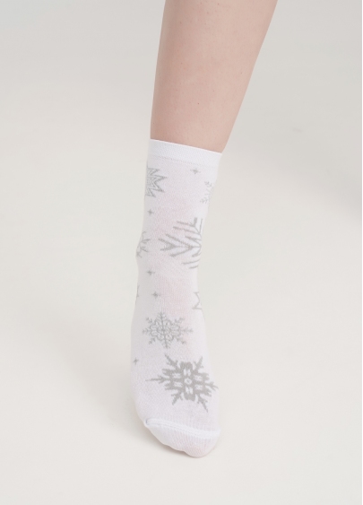 Носки с блестящими снежинками WS3 NEW YEAR LUREX 2302 white (белый)
