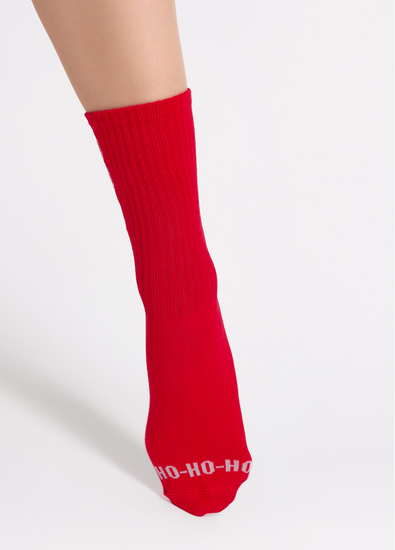 Новогодние носки в рубчик WS3 NEW YEAR STRONG 2601 red (красный)