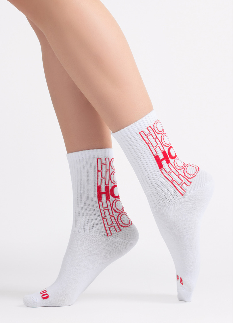 Новогодние носки в рубчик WS3 NEW YEAR STRONG 2601 white (белый)