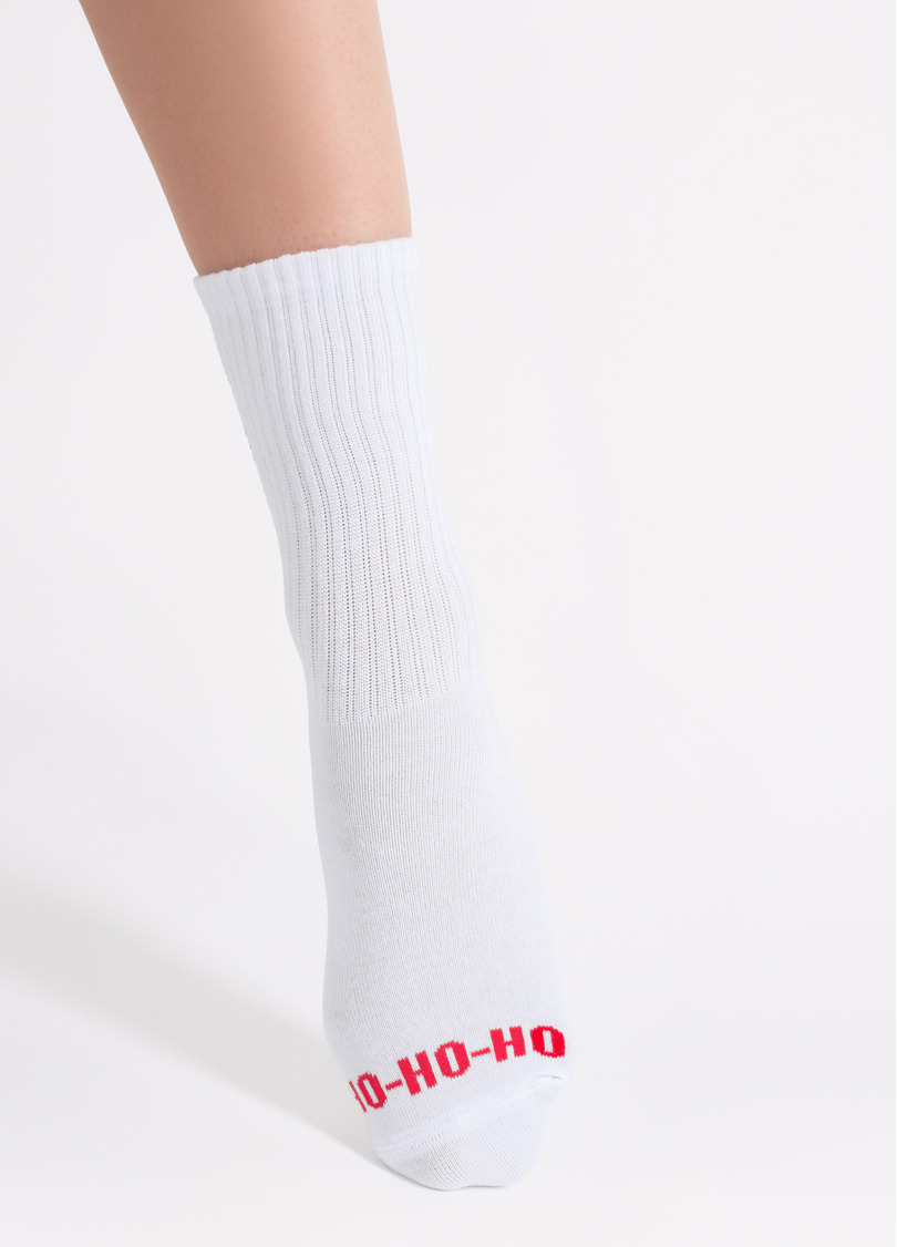 Новогодние носки в рубчик WS3 NEW YEAR STRONG 2601 white (белый)