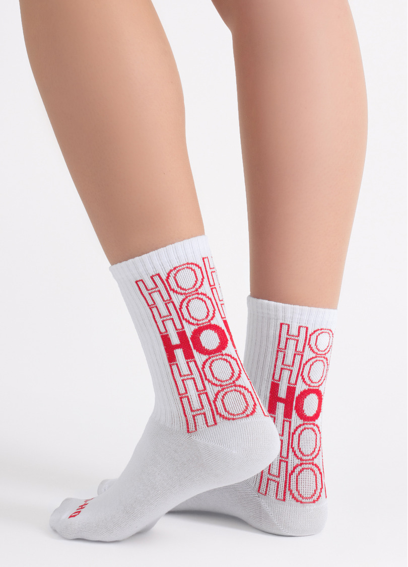 Новогодние носки в рубчик WS3 NEW YEAR STRONG 2601 white (белый)
