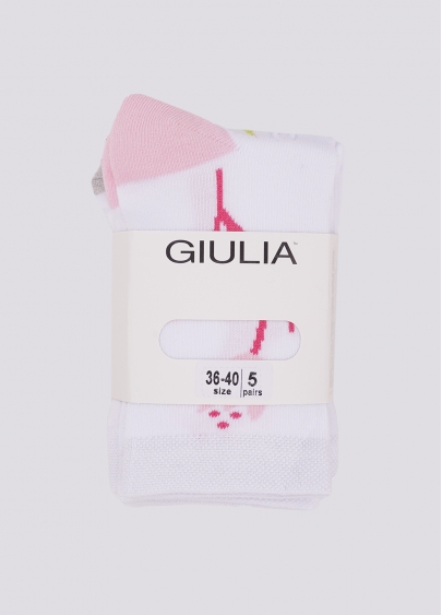 Високі шкарпетки з квітковим малюнком набір з 5 пар WS3 SET 9 white/silver/iron/silver melange (білий/сірий/рожевий) Giulia