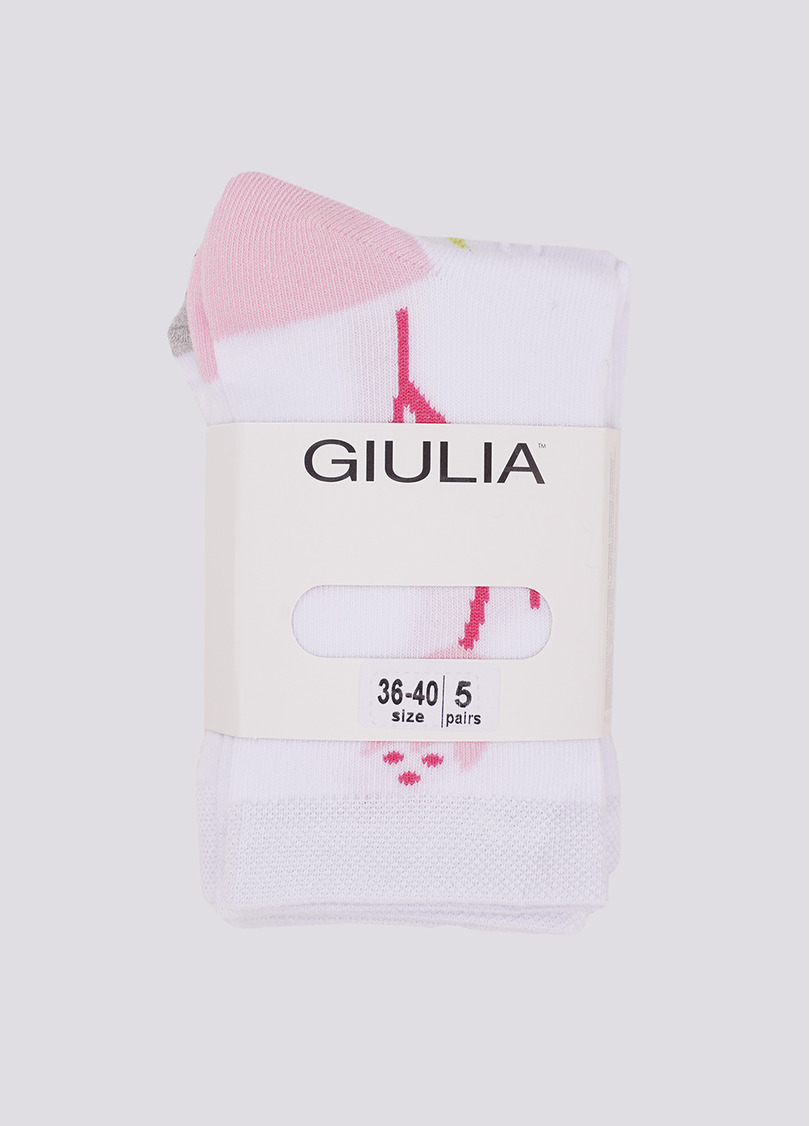 Високі шкарпетки з квітковим малюнком набір з 5 пар WS3 SET 9 white/silver/iron/silver melange (білий/сірий/рожевий) Giulia