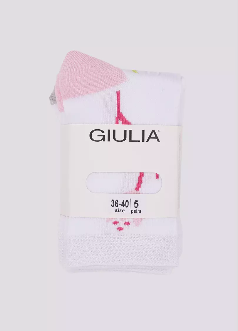 Высокие носки с цветочным рисунком набор из 5 пар WS3 SET 9 white/silver/iron/silver melange (белый/серый/розовый)