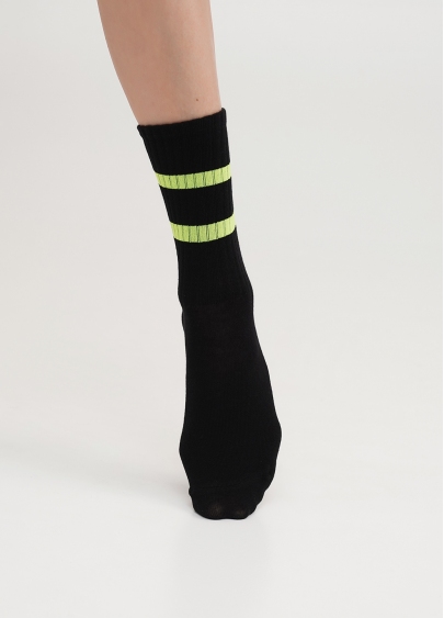 Жіночі високі шкарпетки WS3 SOFT NEON 002 black/yellow (чорний/жовтий)
