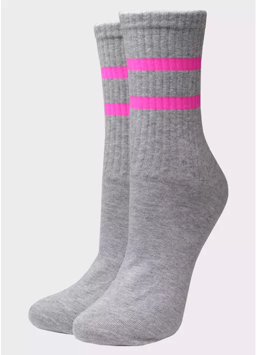 Жіночі високі шкарпетки WS3 SOFT NEON 002 light grey melange/rose (меланж)