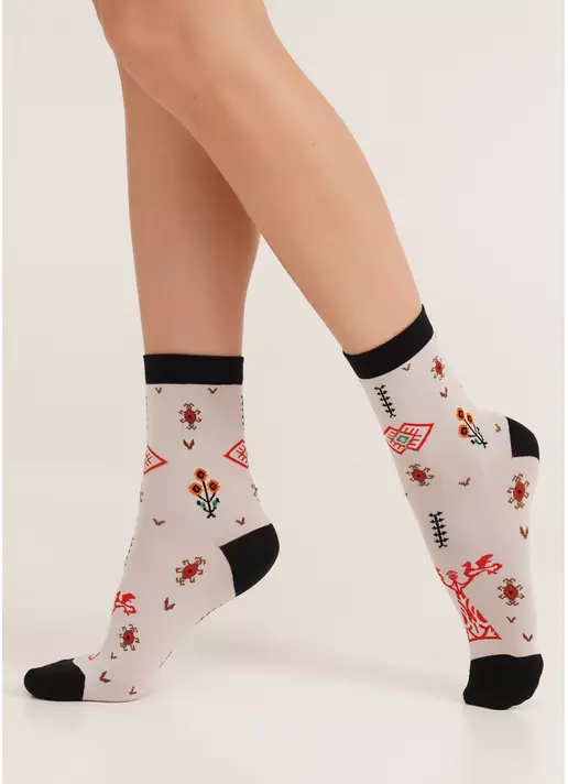 Носки с украинскими узорами WS3 SOFT UKR 003 moonlight (бежевый)