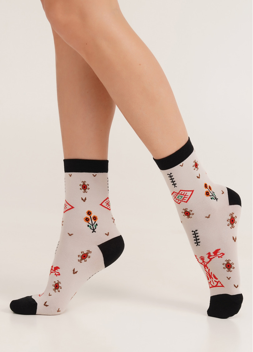 Носки с украинскими узорами WS3 SOFT UKR 003 moonlight (бежевый)