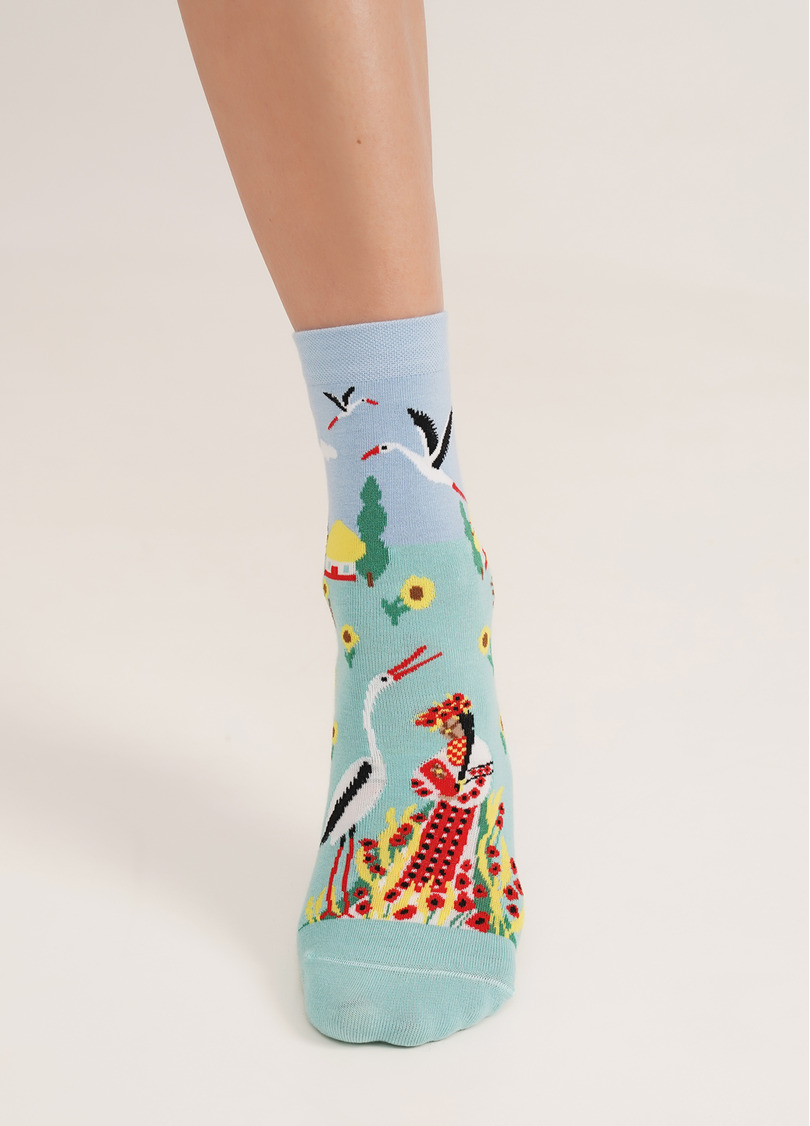 Шкарпетки високі з лелеками WS3 SOFT UKR 004 pastel turquoise (зелений)