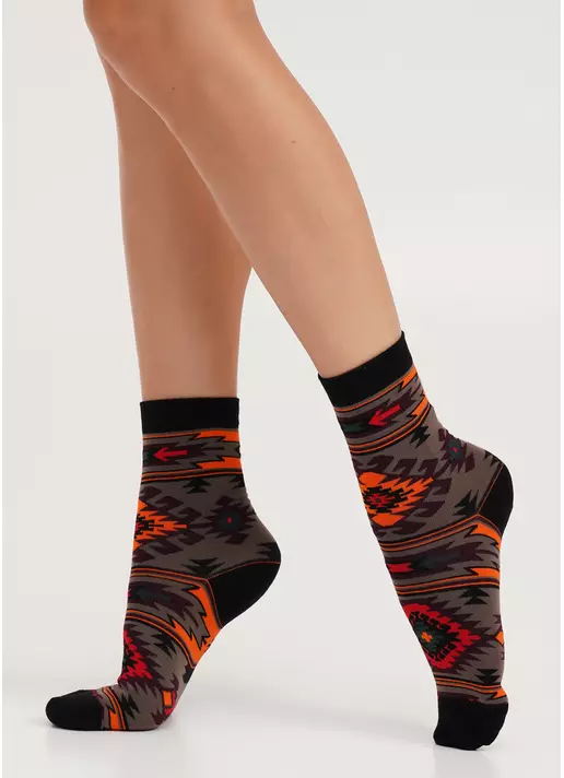 Носки с украинскими узорами WS3 SOFT UKR 006 haze (коричневый)