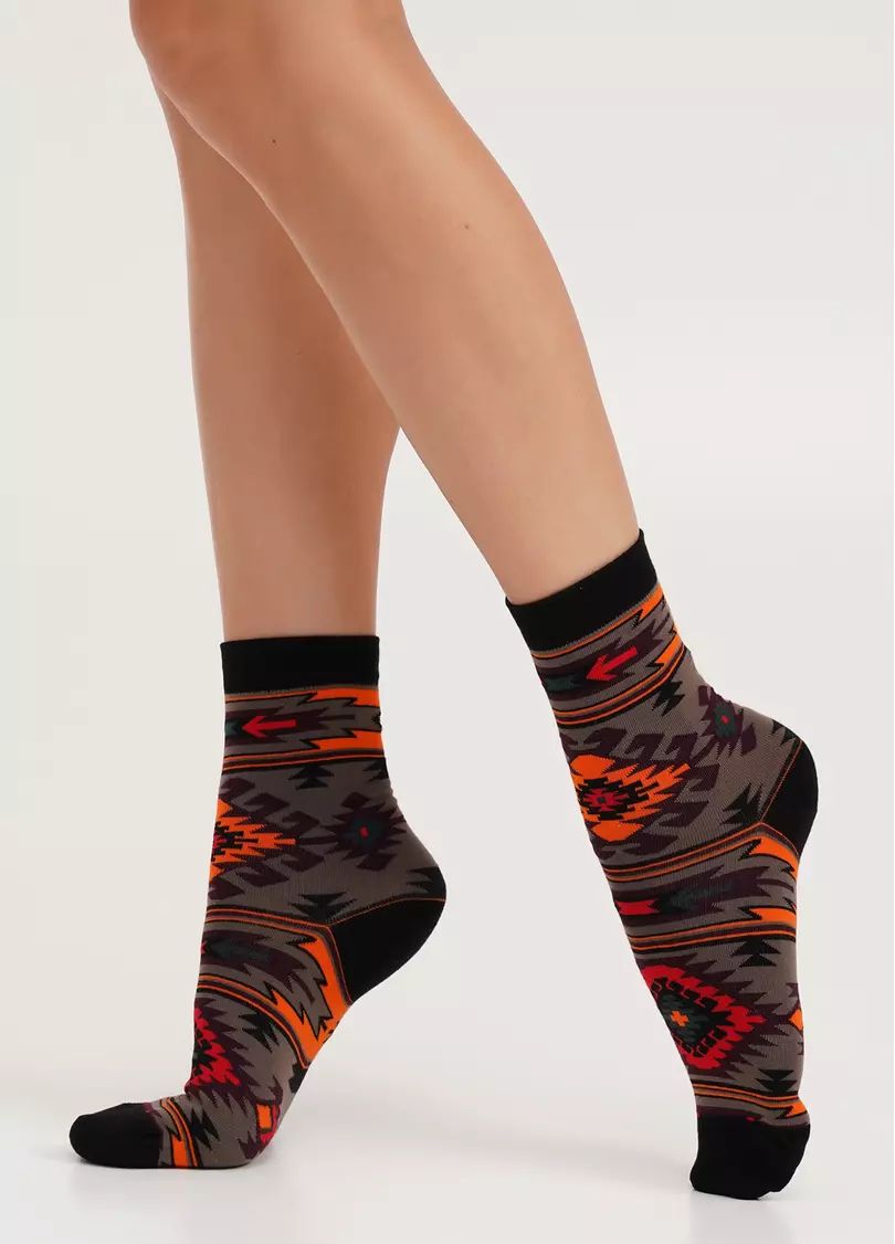 Носки с украинскими узорами WS3 SOFT UKR 006 haze (коричневый)