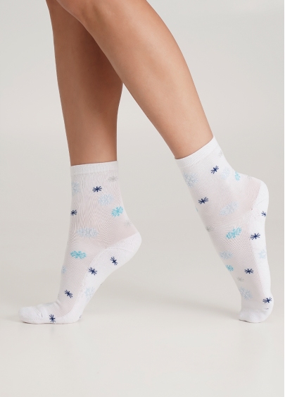 Шкарпетки в сніжинки з махровою стопою WS3 TERRY 2301 white (білий)